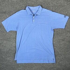 B. Draddy USA Men's Pima Cotton Spandex Polo Golf Shirt Pocket Blue Size Large